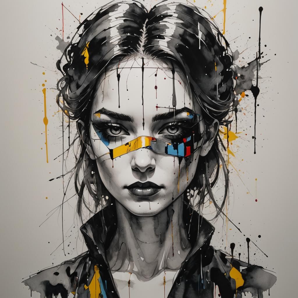 Lady Luck in Modern Ink Fusion Style