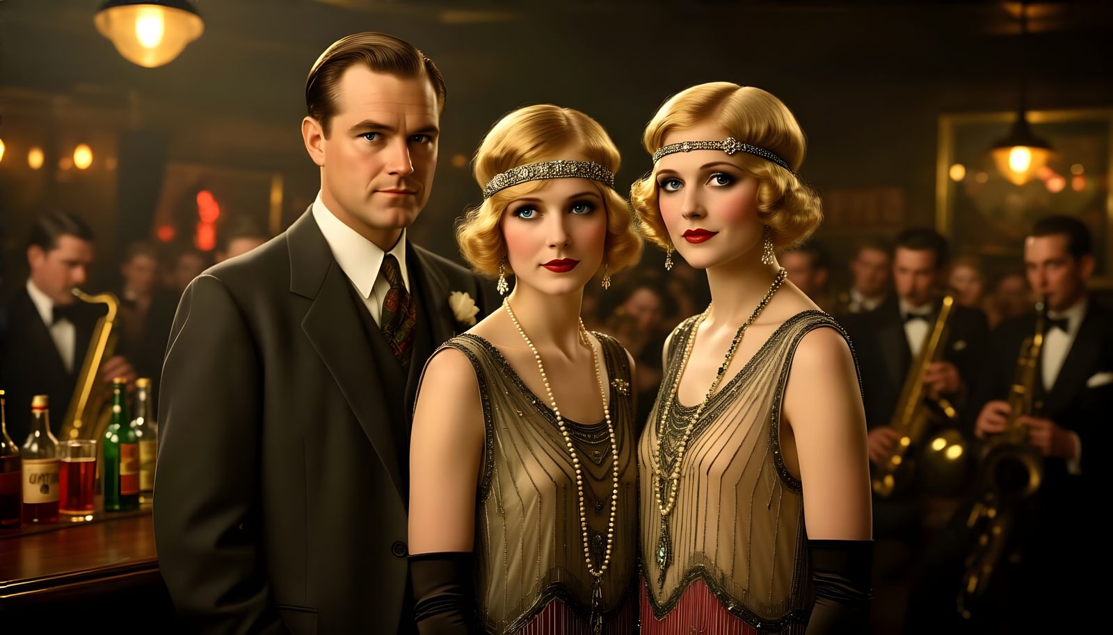 Zelda and F. Scott Fitzgerald in Roaring Twenties Speakeasy