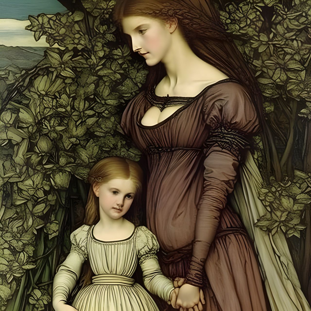 Mother and Daughter Fine Art Painting