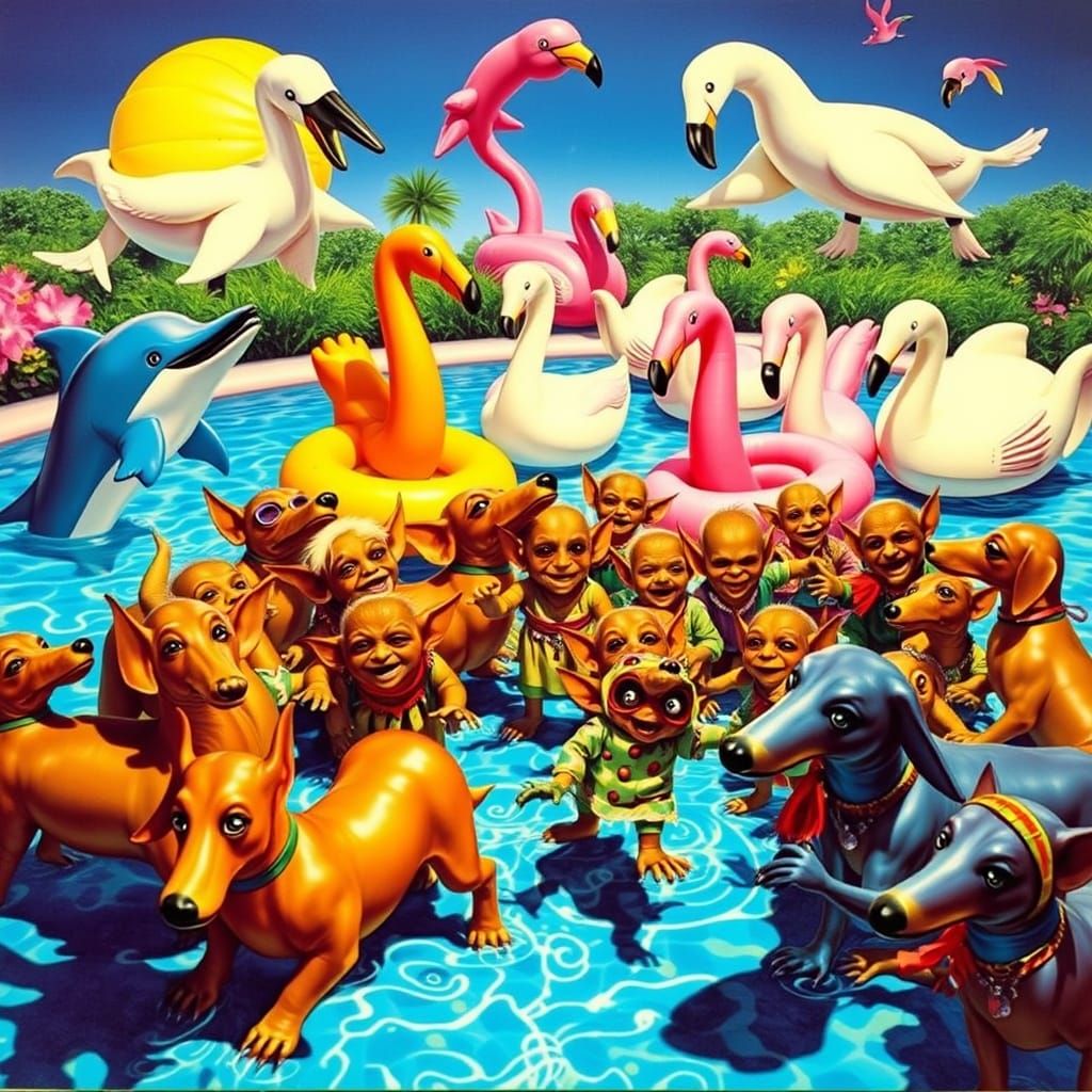 Vibrant Disco Goblin Dachshund Party