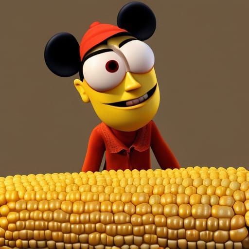 Corn Man: Pixar-Style 3D Digital Art