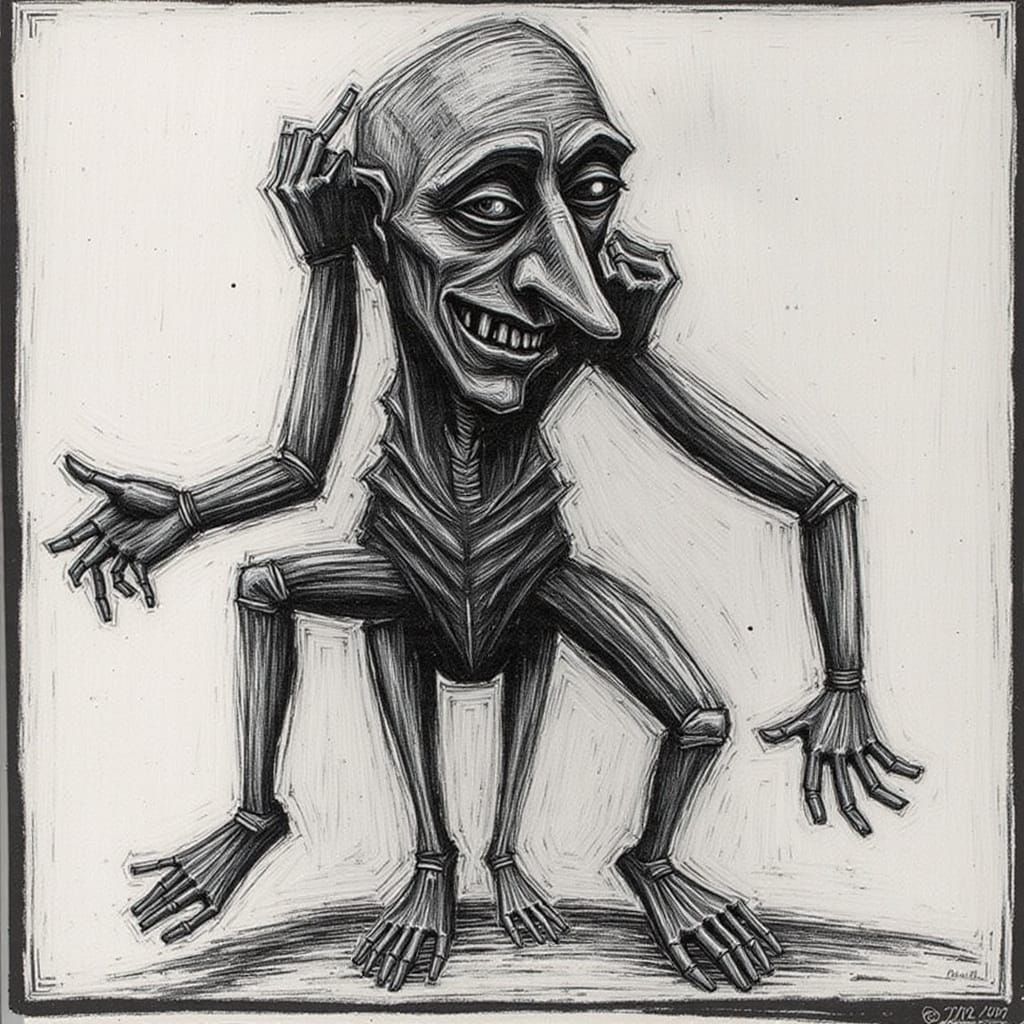 German Expressionism Style Portrait with Distorted Features