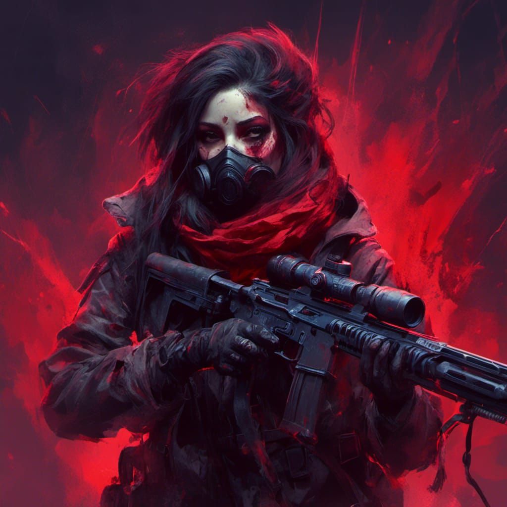 Panda Military Sniper Girl in Dark Fantasy Style