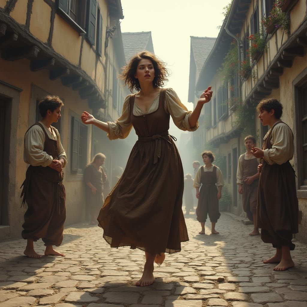 Frau Troffea Dances in Strasbourg: Medieval Painting