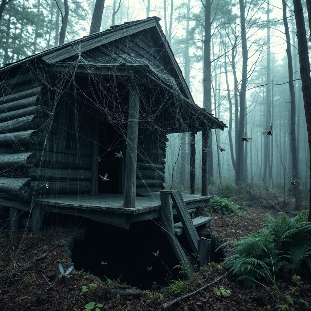 Isolated Wooden Cabin in Abandoned Woods