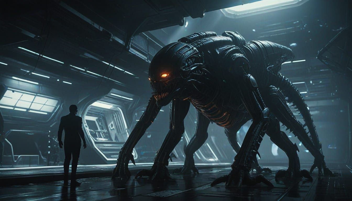 Cybernetic Spaceship Explodes with Futuristic Terror