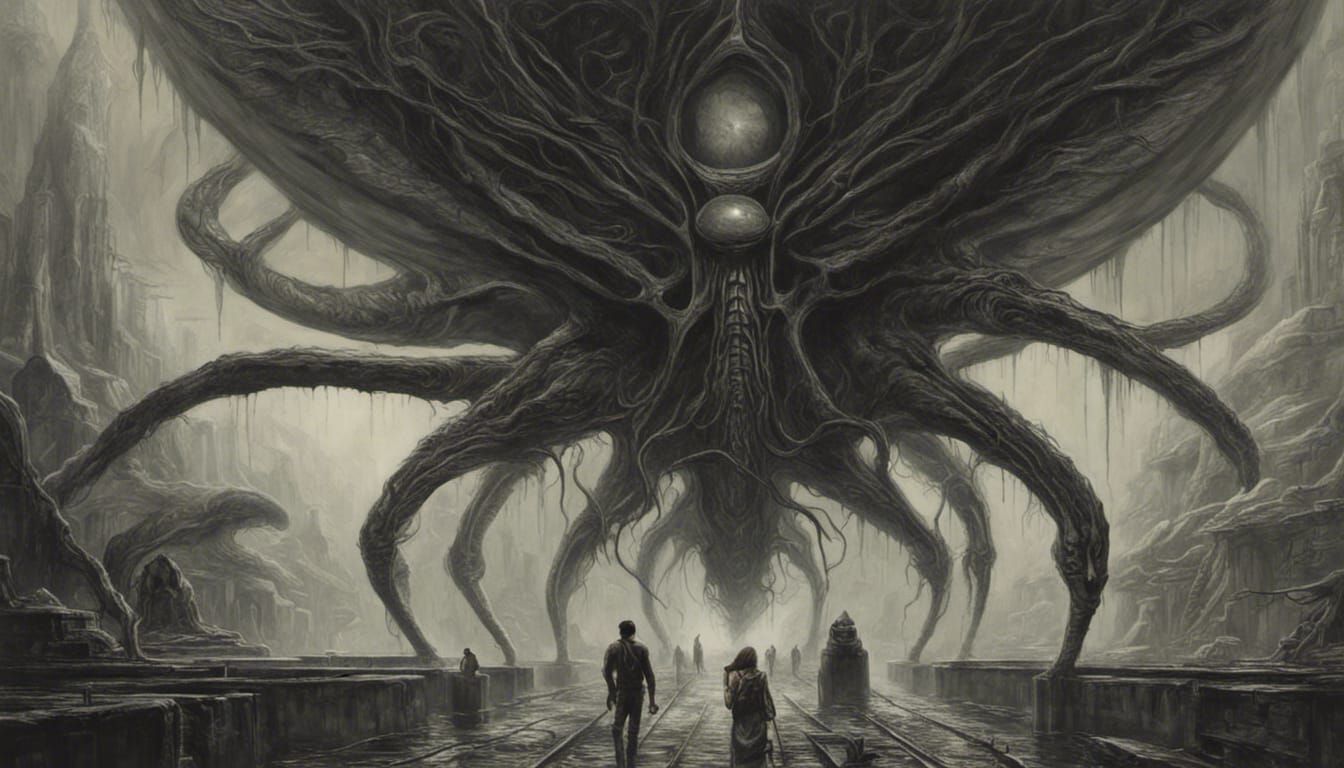 Dystopian Floating Jungle Alien Abduction in Biomechanical S...