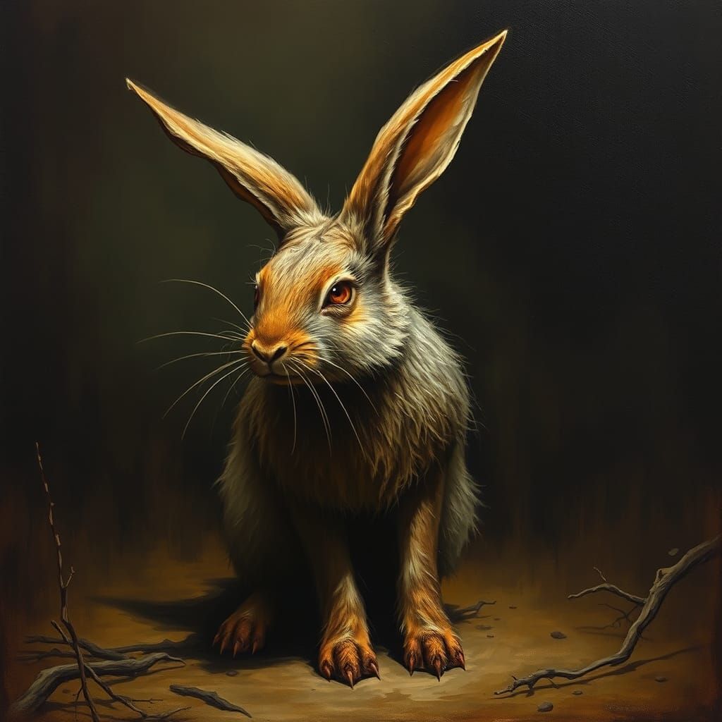 Mystical Rabbit in Eerie Landscape, Gothic Romanticism