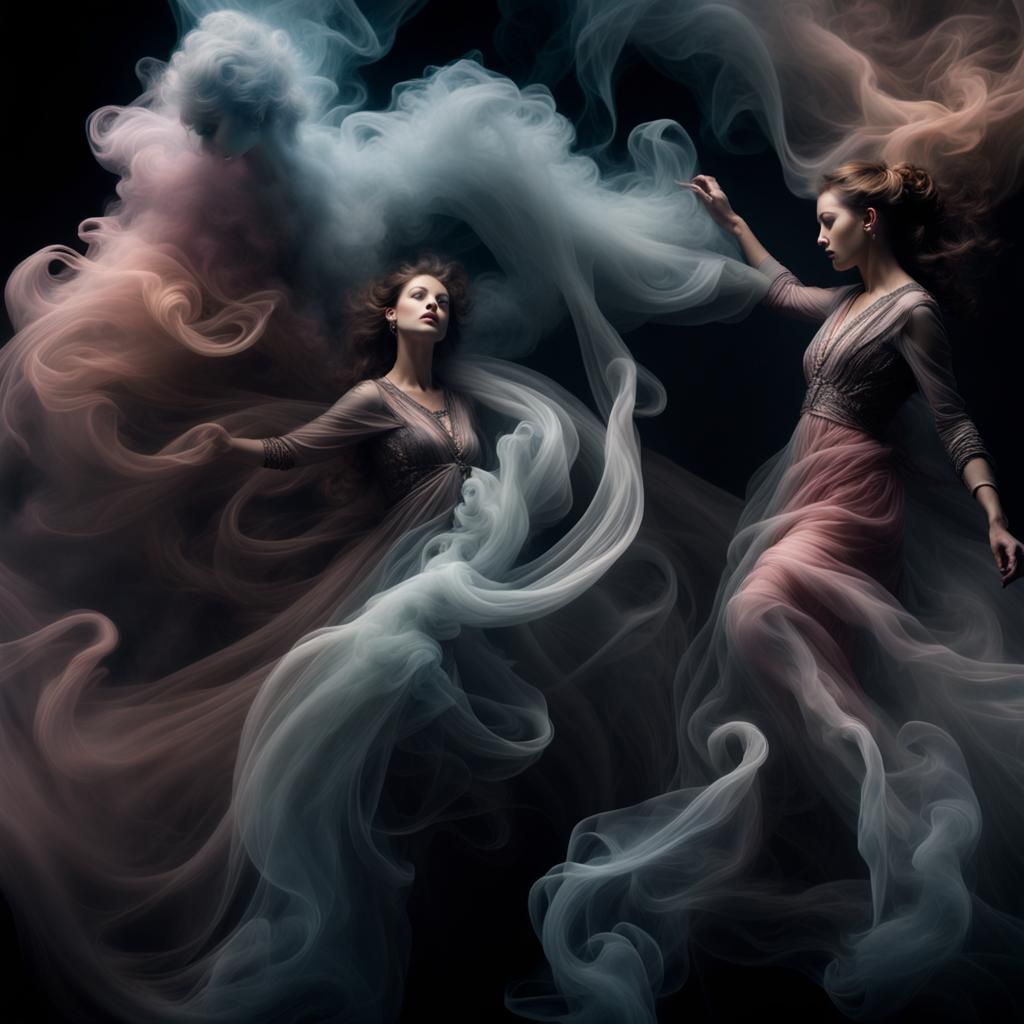 Ethereal Smoke Dancers in Atmospheric Style