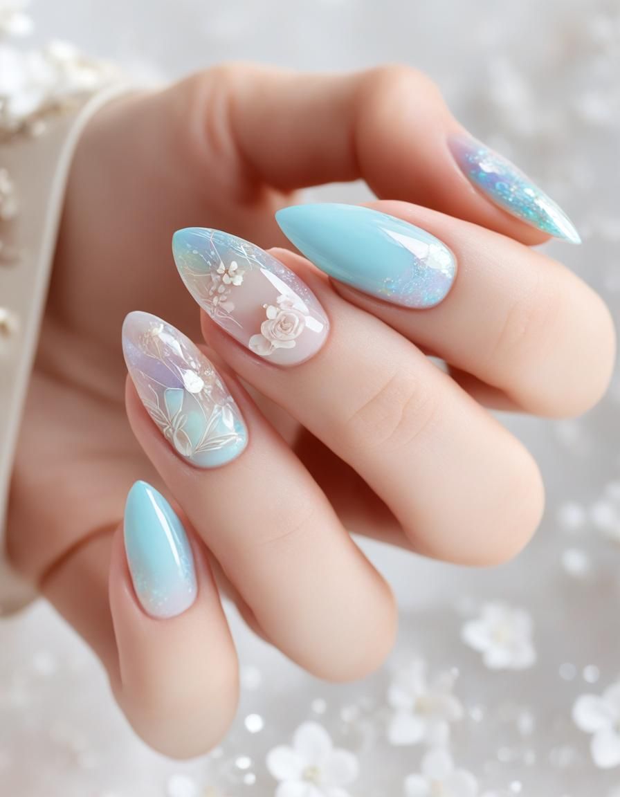 Japanese Kawaii Nail Art with Holographic Accents
