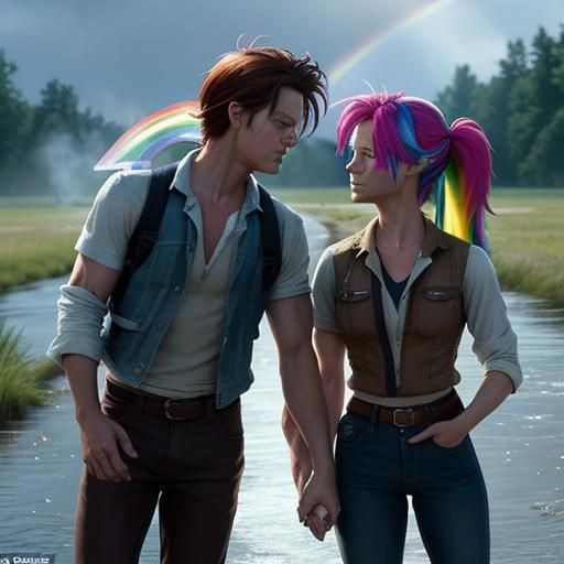 With a wink, Rainbow Dash flew away, leaving Ponyboy and Joh...