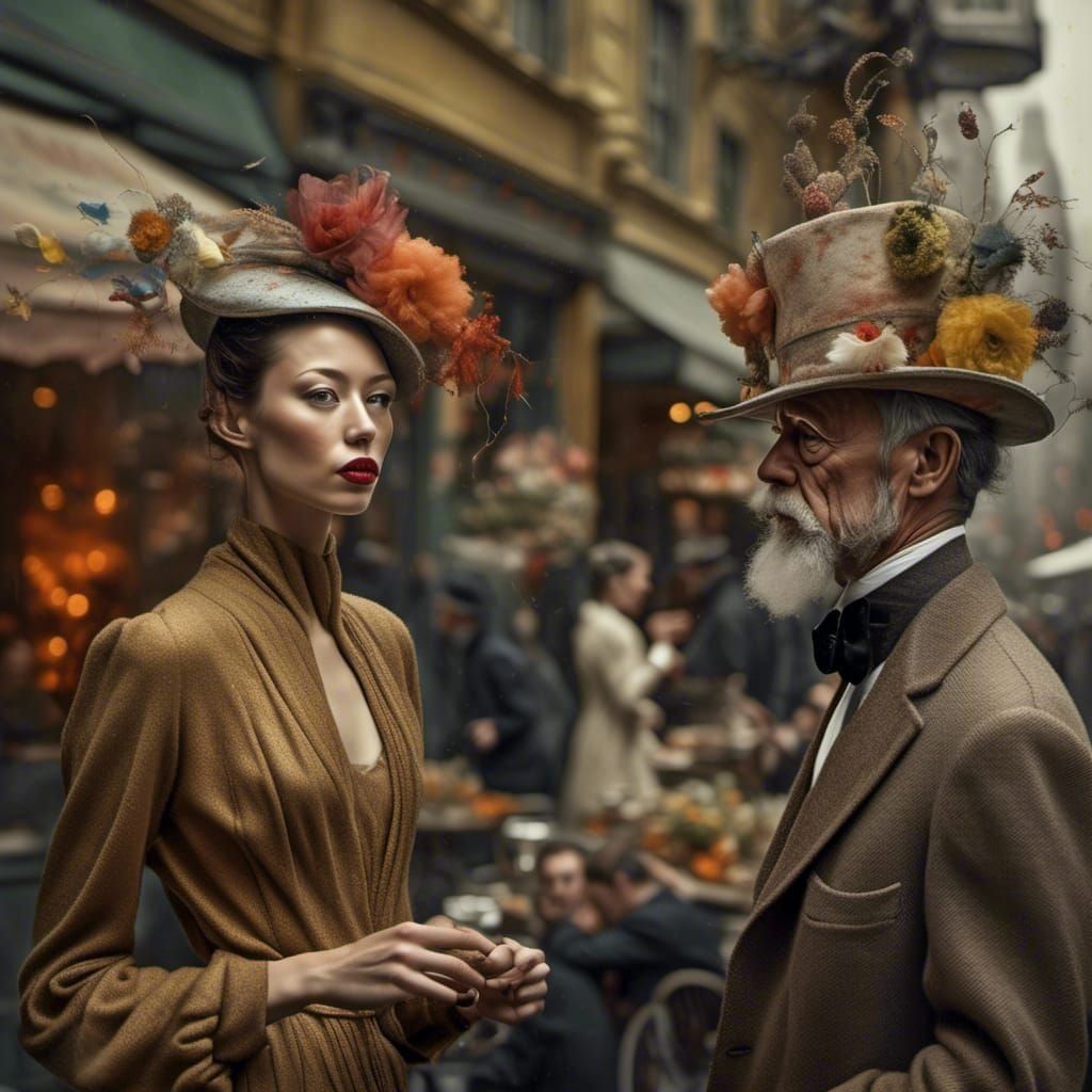 Polychromatic City Life in Abstract Matte Painting