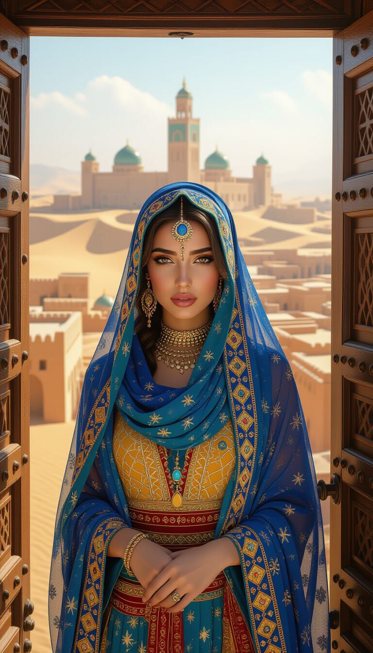 Beautiful Moroccan Woman Before Marrakech Gssar Hyperrealist...