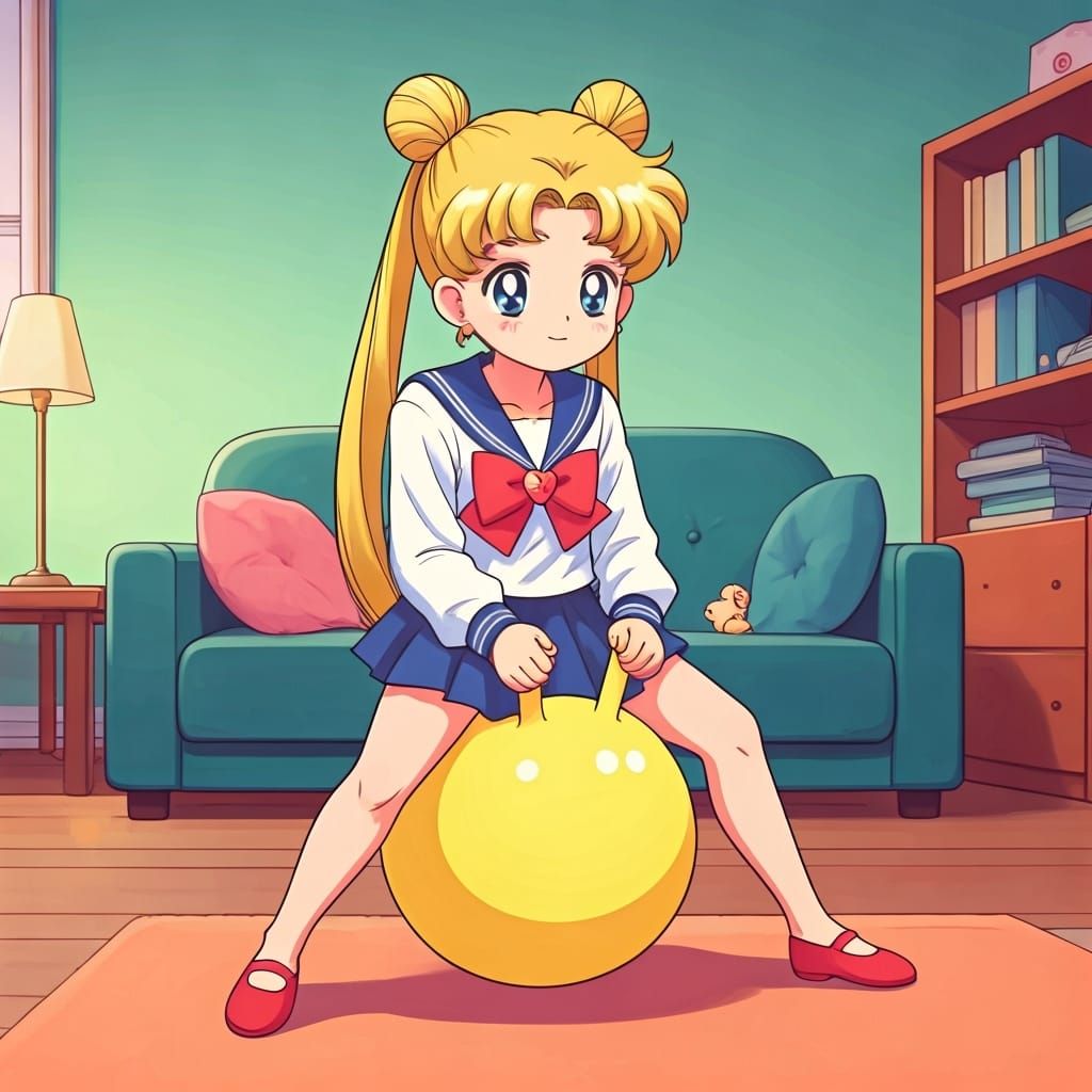 Usagi Tsukino Playing After School in Anime Style