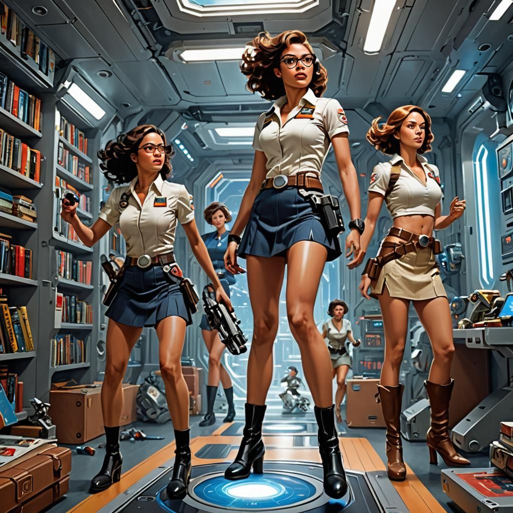 Sci-Fi Action Heroines in Zero Gravity