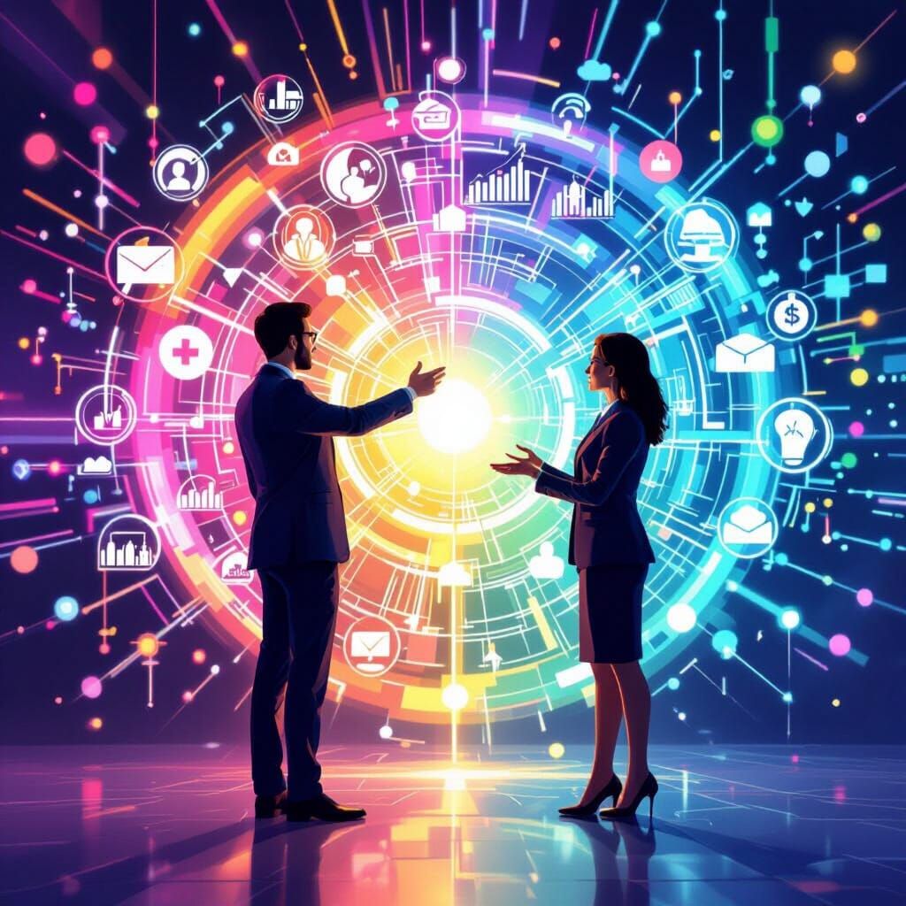 AI Consultants in Vibrant NFT Digital Art Style