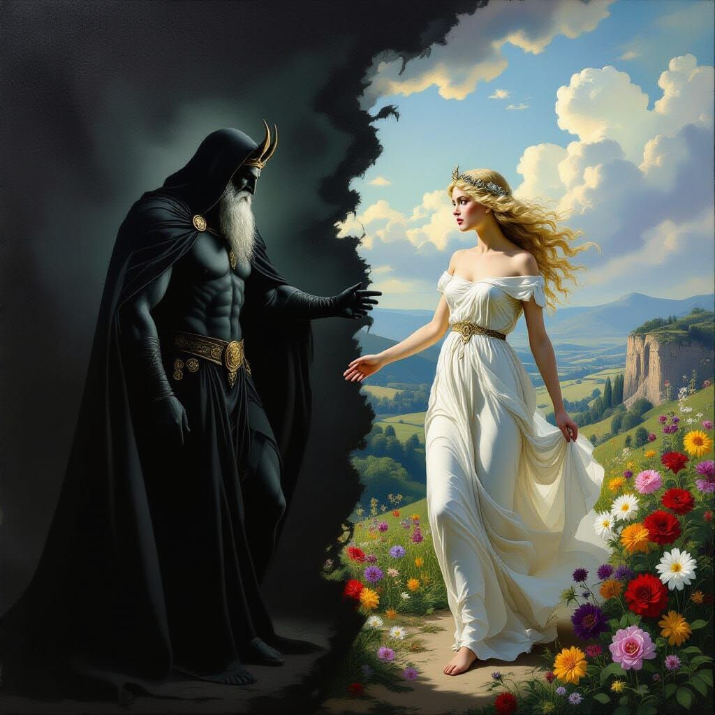 Hades Abducting Persephone: A Greek Myth Painting