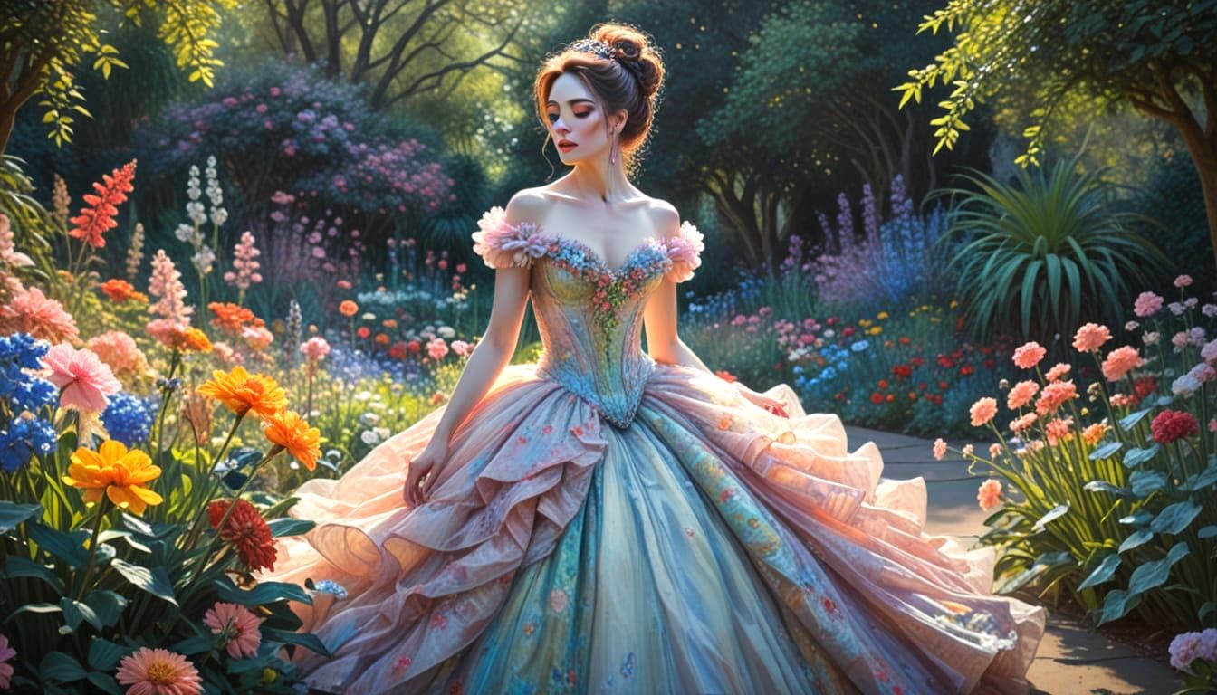 Impressionist Garden Scene: Flirty Drag Queen in Bloom
