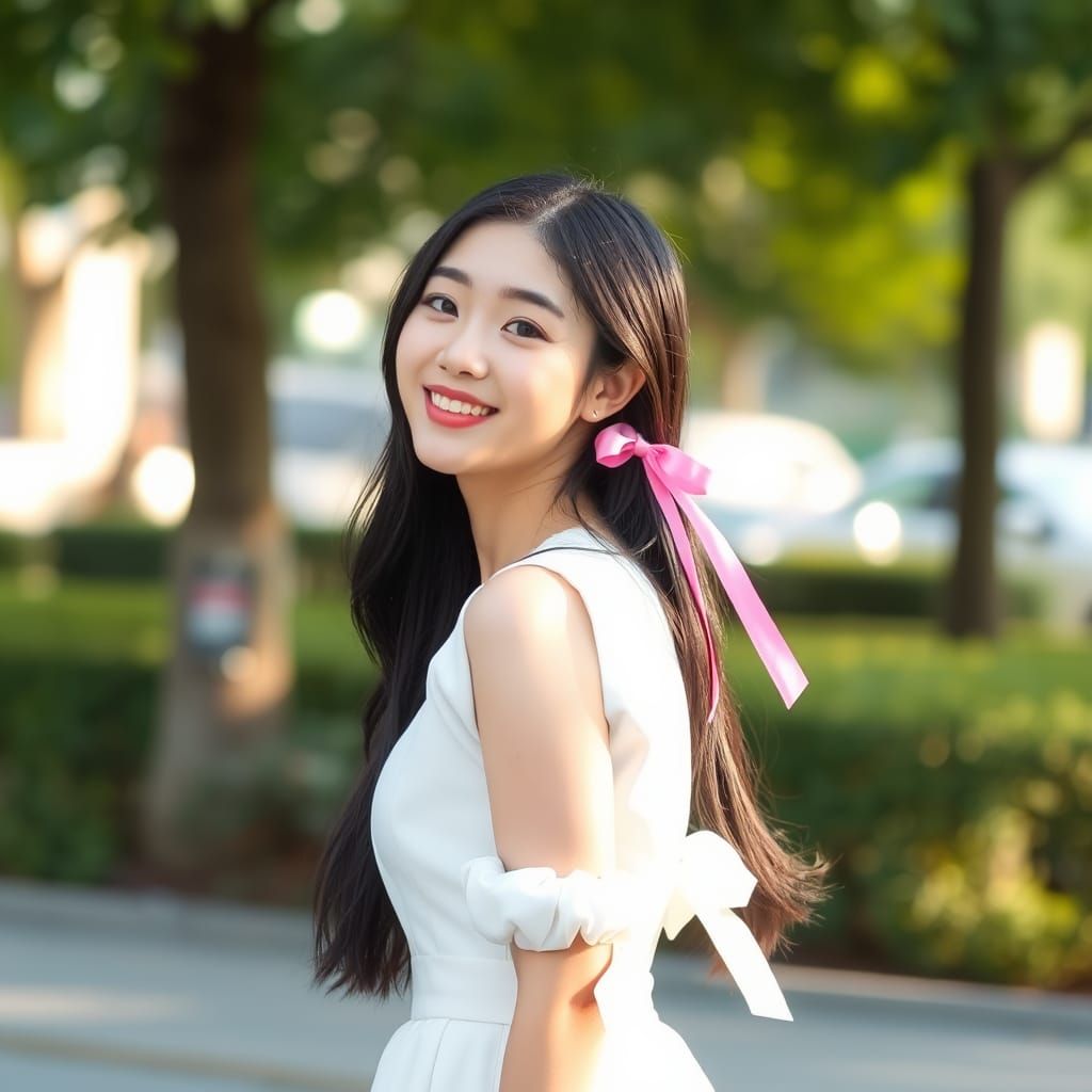 Korean Girl in City: Fashion Photography, Kawaii Pose