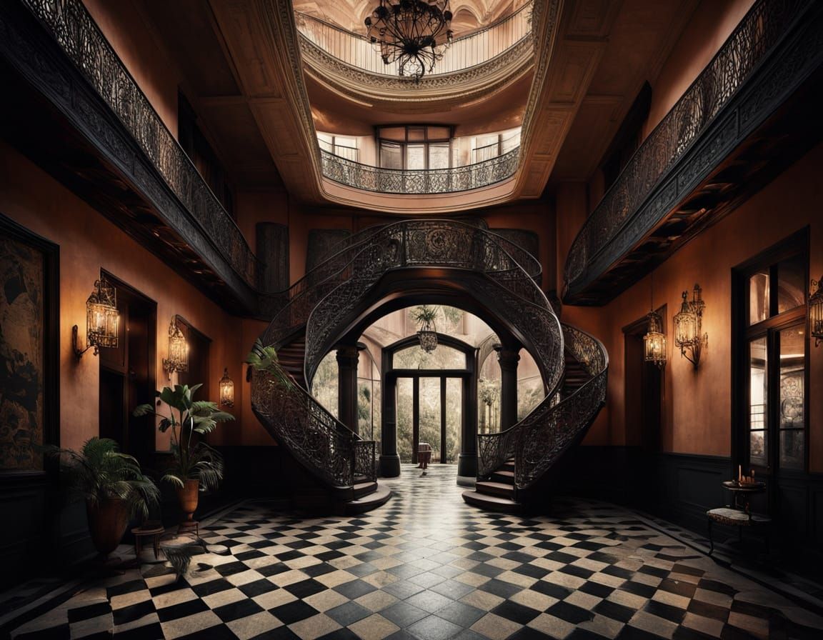 Ethereal Grand Lobby in Surrealist Style