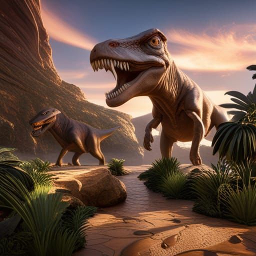 Detailed Dinosaur Museum in Fantasy Concept Art