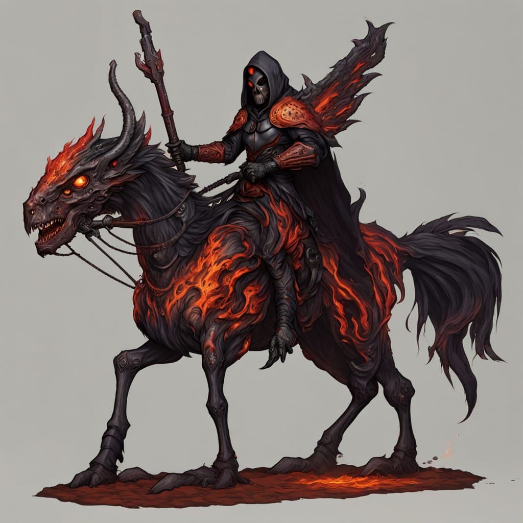 Cyberpunk Reaper Cavalry in Magma Descent