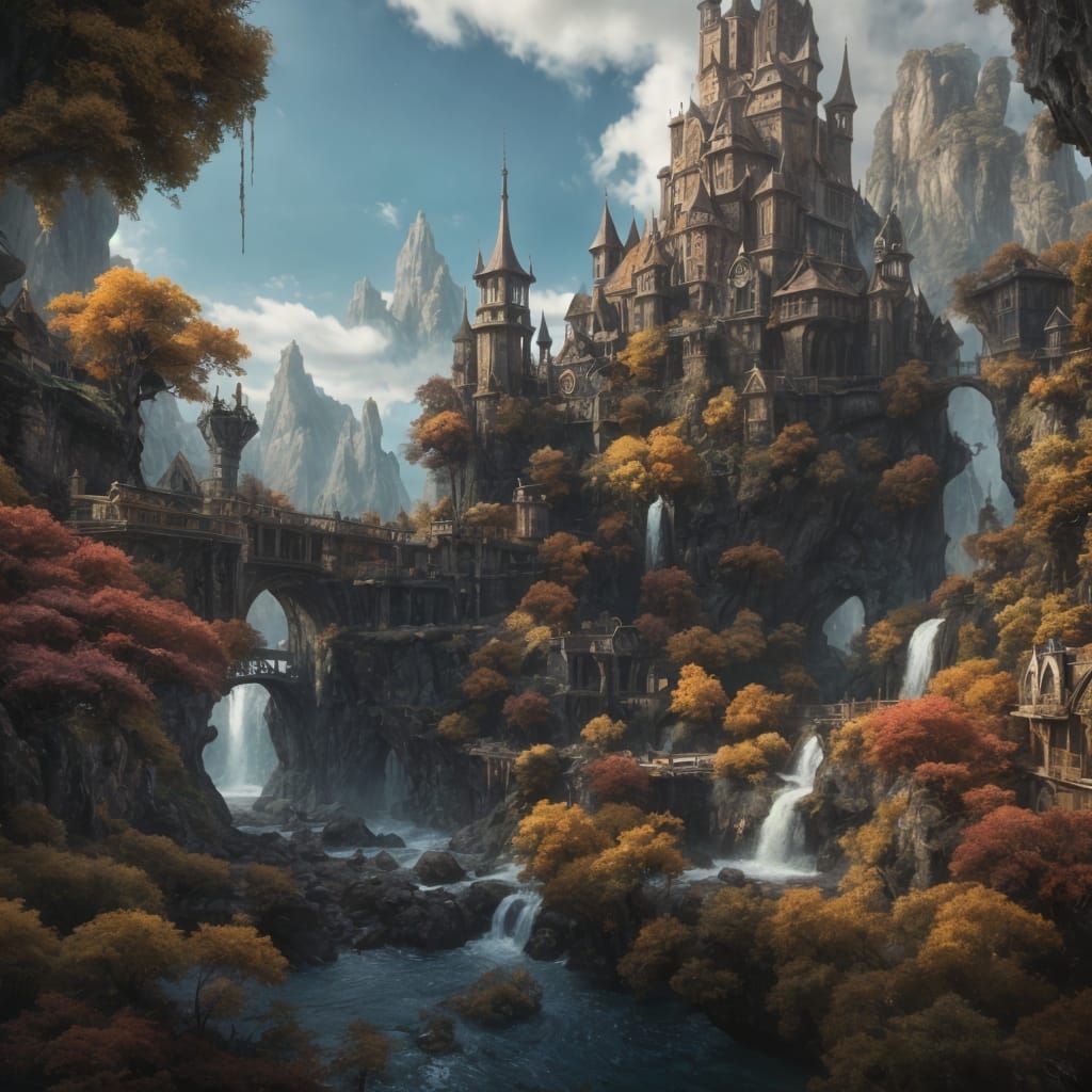 Epic Fantasy Realm in Vibrant Color