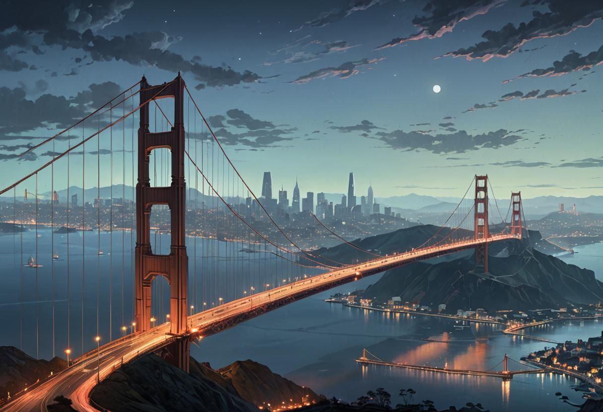 Ominous Bridges in Dark Fantasy Metropolis Concept Art