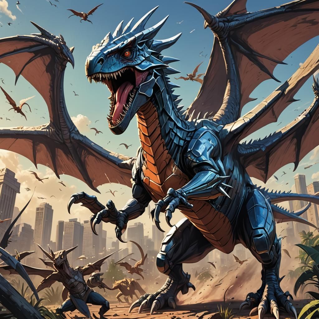 Chrome Dino vs Pterodactyl: Anime Manga Battle