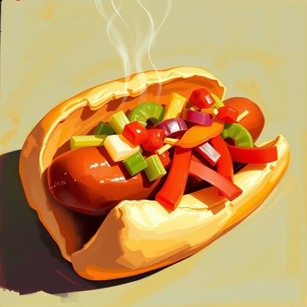 Hotdog in O'Keeffe's Modernist Style