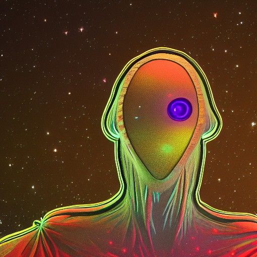 Holographic Alien Creature in Astral Cosmic Illustration