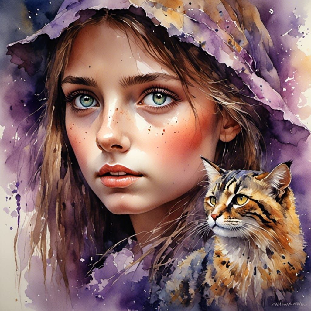 Pastel Portrait of a Beautiful Woman with Large Eyes