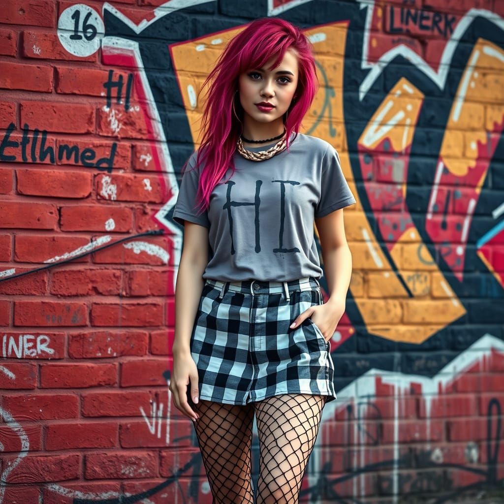Grunge Girl in Street Art Wonderland
