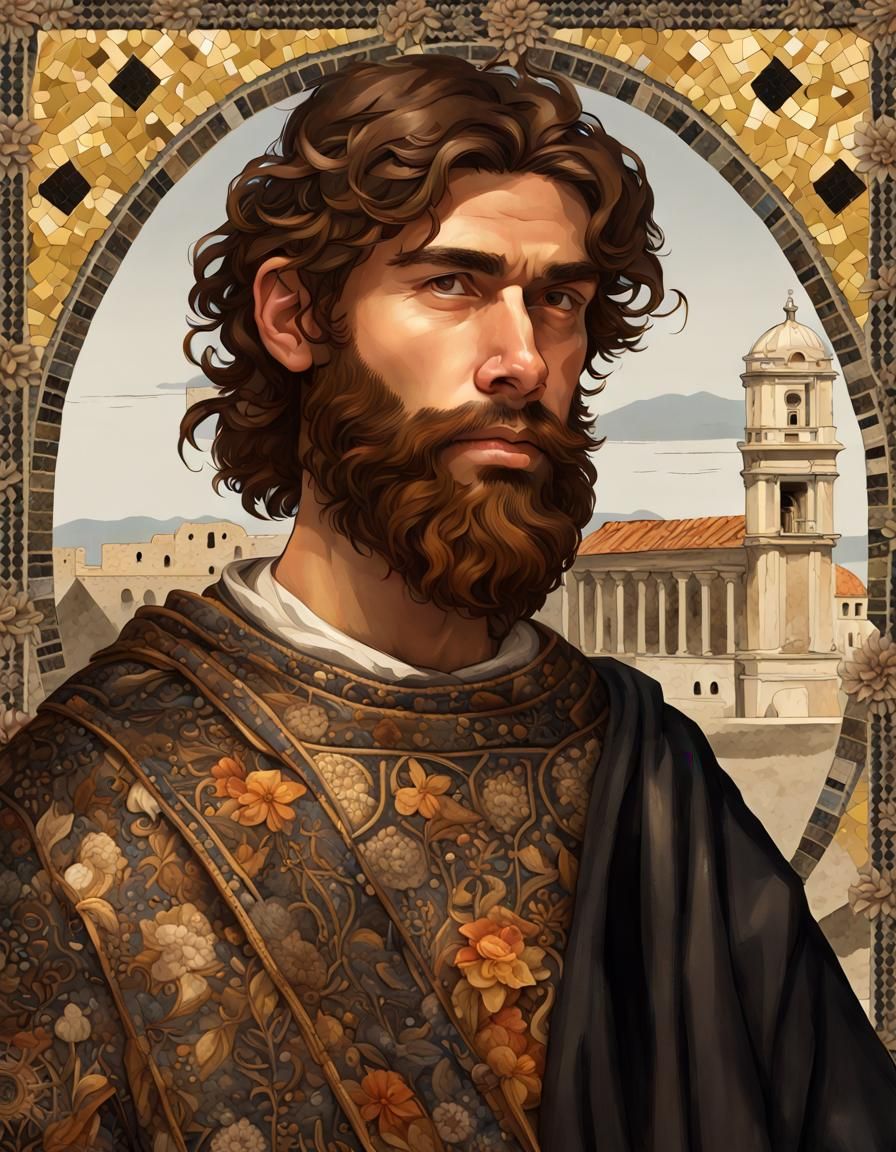 Medieval Sicilian King Portrait in Digital Art Style