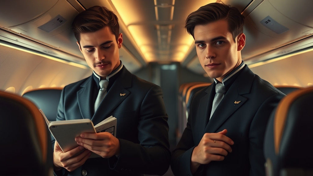 Flight Attendants Prepare Cabin in Cinematic Style