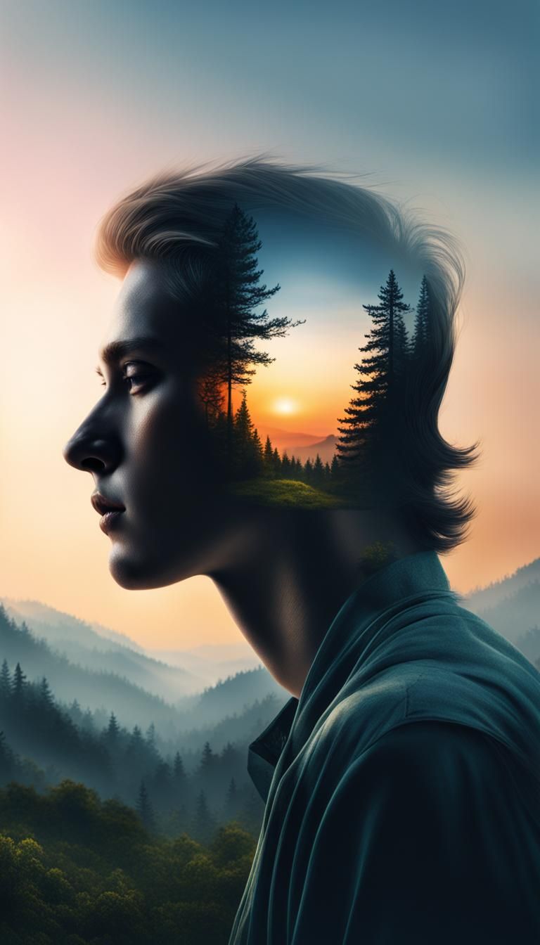 Dawn's Escape: A Double-Exposed Journey 🌅🌳