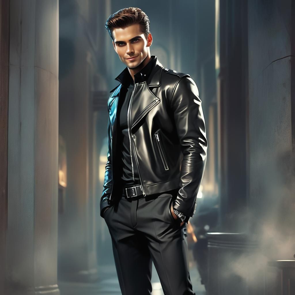 Enigmatic Man in Black: Detailed Matte Painting