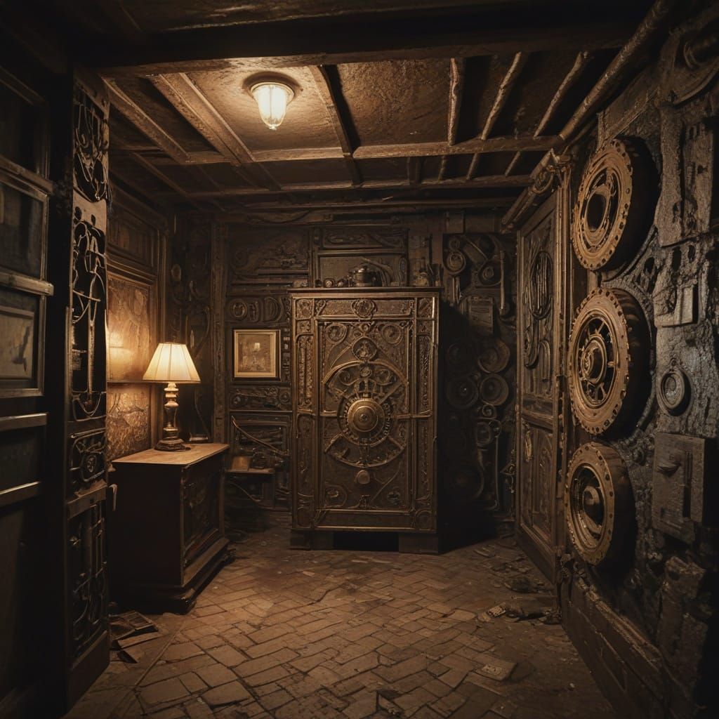 Secret Underground Rooms in 1900s Retrofuturist Photograph