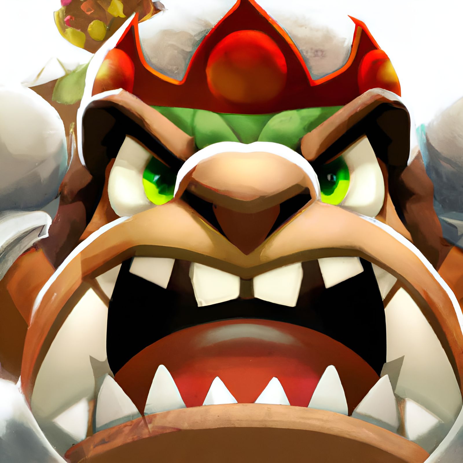 Angry Bowser from Paper Mario: Hyperdetailed Portrait