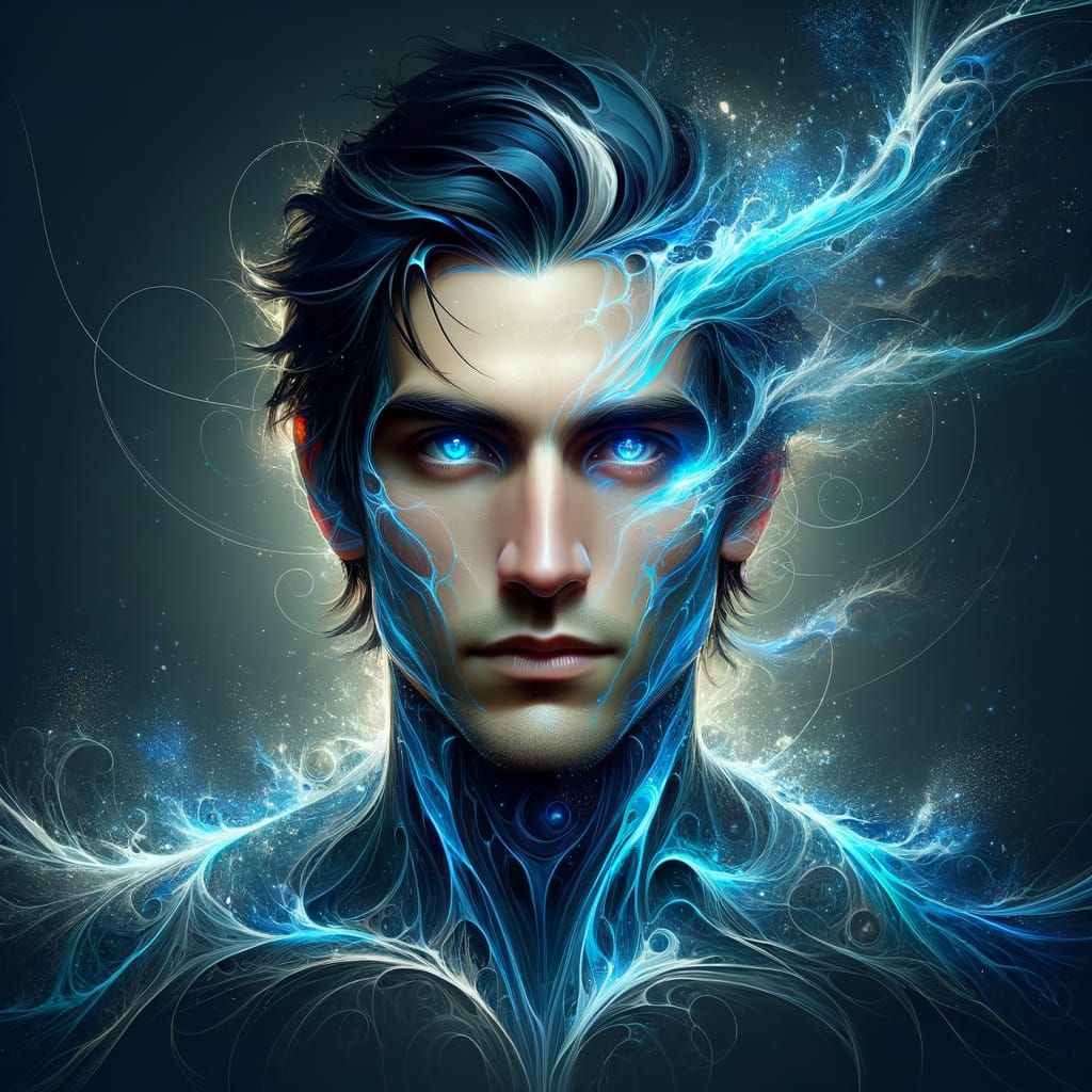 Water Elemental Portrait in Digital Art Nouveau Style