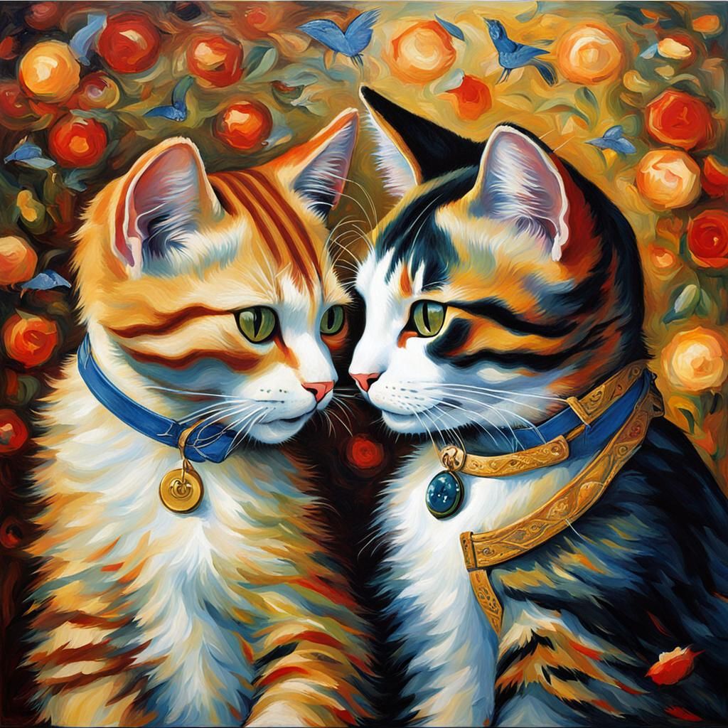 Cats Reimagined in the Style of The Kiss