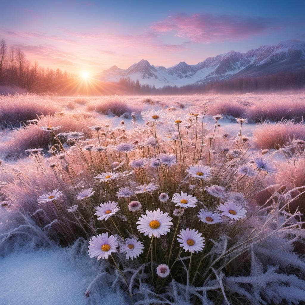 Winter Blooms in Vibrant Sunrise Hues