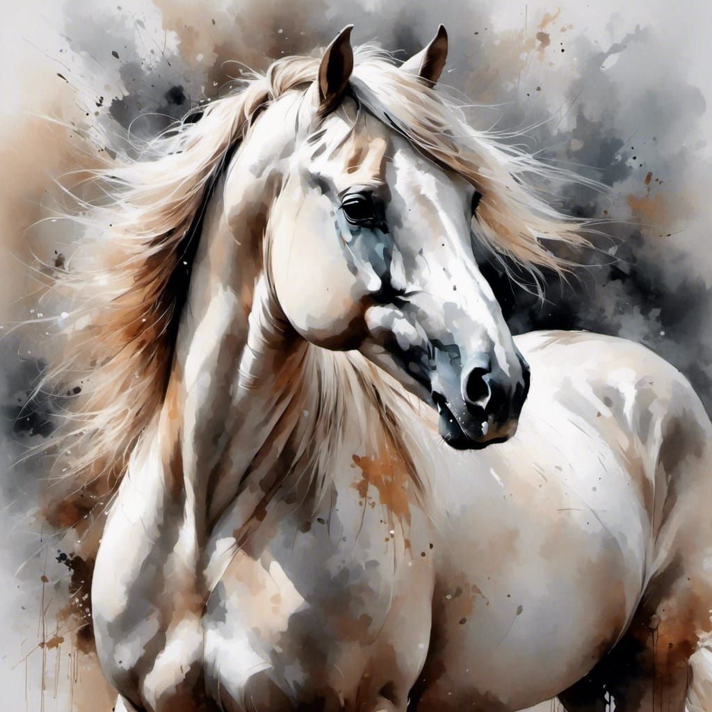 Majestic Wild Horse with White Highlights