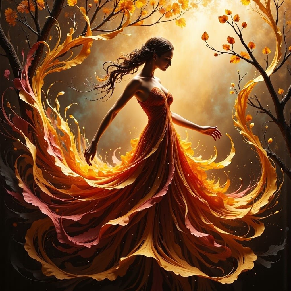 Autumn Leaf Woman Figurine in Old Masters Style