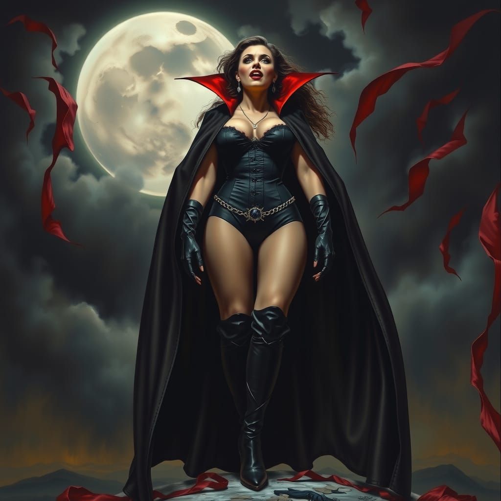 Surreal Vampire Goddess in Dark, Gothic Splendor