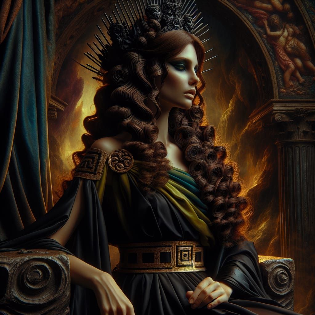 Etruscan Death Goddess in Dramatic Matte Painting Style