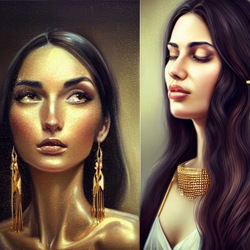 Lebanese Woman Portrait with Golden Jewelry