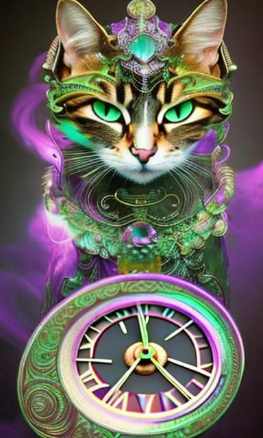 Intricate Clock Face with 3D Liquid Detailing