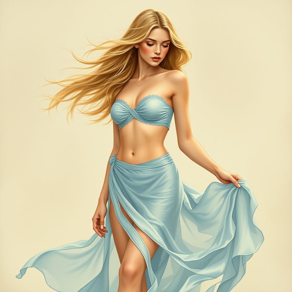 Ethereal Blonde Beauty in Art Nouveau Style