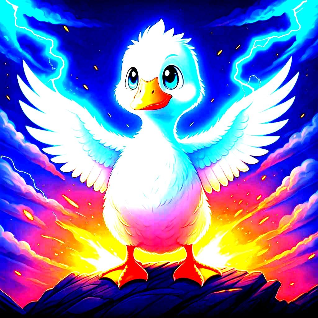 Chibi Goose Unleashing Lightning Power